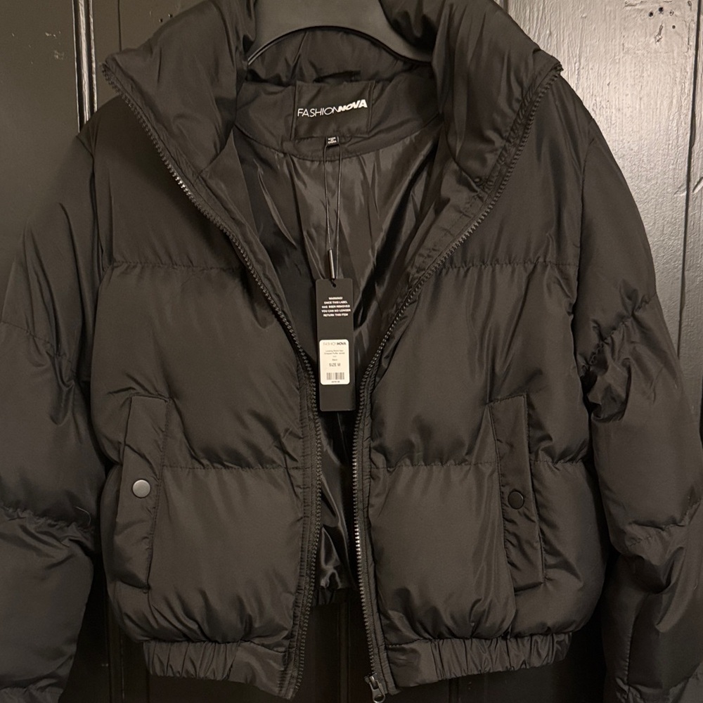 Fashion Nova Midnight Black cropped puffer